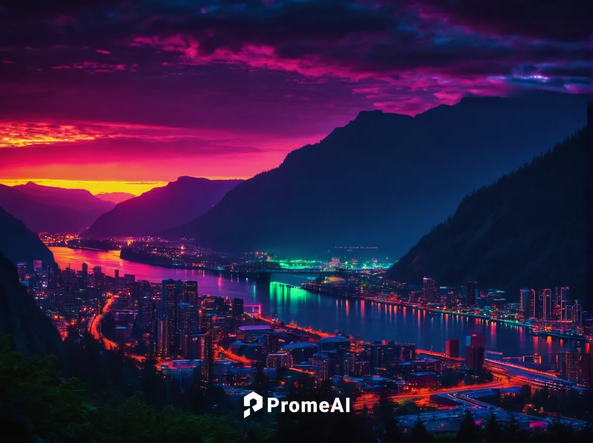 Columbia River Gorge Sunrise,vancouver,british columbia,colorful city,vancouver island,montreux,night glow,lillooet,west canada,chongqing,colorful light,futuristic landscape,alaska,city lights,whistle