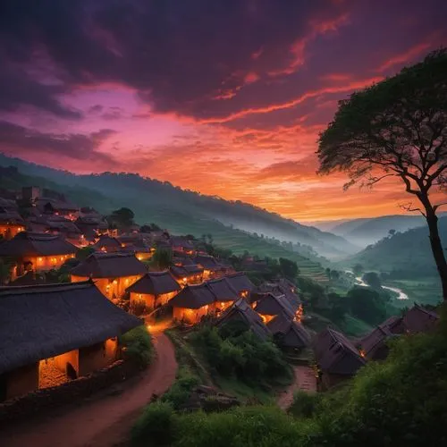 korean folk village,mountain village,beautiful landscape,houses silhouette,south korea,korean village snow,shire,basque country,landscapes beautiful,japan landscape,splendid colors,guizhou,beautiful japan,home landscape,landscape background,alpine village,carpathians,rural landscape,maramures,village life,Photography,General,Fantasy