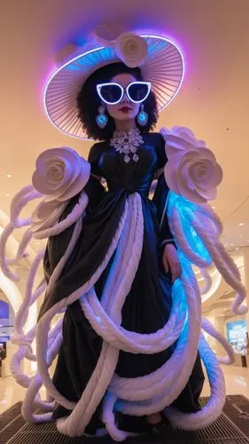 a woman dressed up like a costume made from wires,homogenic,mayuri,obatala,ecolo,bjork,jamiroquai,Photography,General,Realistic