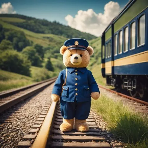 children's railway,wooden railway,conductor,railroad engineer,private railway,teddy bear waiting,the bavarian railway museum,reichsbahn,railway,coaches and locomotive on rails,oebb,schynige platte railway,freight locomotive,toy train,model train figure,wooden train,disused trains,international trains,the selketal railway,narrow-gauge railway,Art,Artistic Painting,Artistic Painting 28