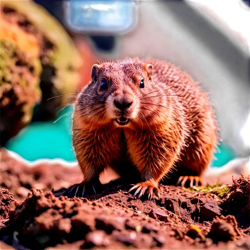 Wildlife, groundhog, feces, close-up, macro shot, brown color, irregular shape, rough texture, natural lighting, shallow depth of field, high ISO, handheld camera.,alpine marmot,marmot,dwarf mongoose,