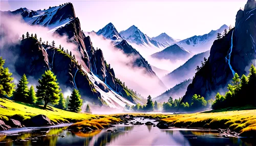 mountain scene,landscape background,alpine landscape,mountain landscape,mountainous landscape,mountains,mountain valleys,nature background,salt meadow landscape,mountain range,mountain slope,nature landscape,landscape mountains alps,fantasy landscape,mountain ranges,mountainsides,world digital painting,mountainside,high alps,autumn mountains,Conceptual Art,Graffiti Art,Graffiti Art 08