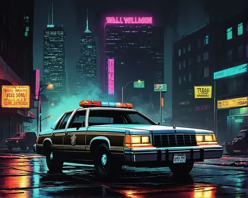 new york taxi,80s,black city,ford crown victoria,cyberpunk,urban,ford ltd crown victoria,nypd,patrol cars,taxi cab,e31,manhattan,police car,cop,cab driver,crime,80's design,police cars,sheriff car,big night city,Illustration,Black and White,Black and White 17