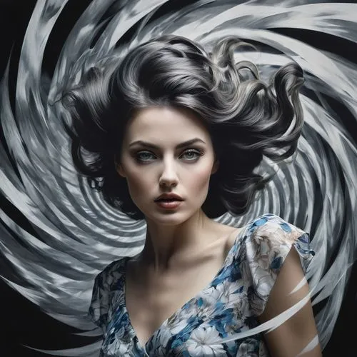 scodelario,swirling,jingna,photoshop manipulation,spiral background,magnetism,dennings,fluidity,alecto,world digital painting,bergersen,mystical portrait of a girl,tatia,photo manipulation,unseelie,seelie,the enchantress,sigyn,swirly,rankin,Photography,Black and white photography,Black and White Photography 09