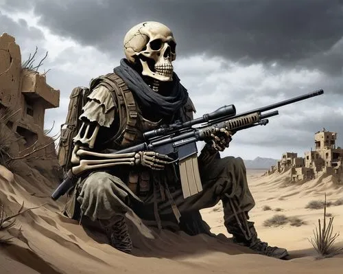 erbore,wasteland,desert background,skull bones,skull racing,reaper,capture desert,the desert,crossbones,desert,post apocalyptic,valley of death,mercenary,grim reaper,desolate,mad max,sandstorm,skeleltt,dead earth,skull allover,Illustration,Paper based,Paper Based 29