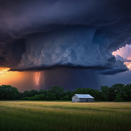 a thunderstorm cell,thundercloud,thunderstorm,thunderhead,thunderclouds,thunderheads,lightning storm,storm clouds,shelf cloud,storm ray,cumulonimbus,natural phenomenon,tornado drum,raincloud,atmospheric phenomenon,nature's wrath,storm,mushroom landscape,rain cloud,swelling cloud,Illustration,American Style,American Style 07