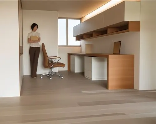 a woman that is standing near a desk in the living room,oticon,search interior solutions,blur office background,lvt,flooring,marazzi,Photography,General,Realistic