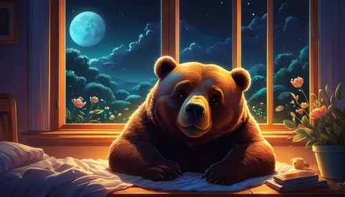 cute bear,bear guardian,bear,teddy bear waiting,cuddling bear,sleeping bear,scandia bear,brown bear,little bear,slothbear,bear teddy,nordic bear,ursa,children's background,romantic night,hibernation,teddy-bear,bears,bear market,pandabear,Conceptual Art,Fantasy,Fantasy 21