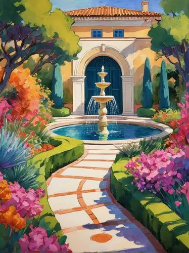 home landscape,yellow garden,gardens,secret garden of venus,dreamhouse,flower garden,landscaped,springtime background,landscaping,watercolor background,summer cottage,country estate,spring garden,garden door,rose garden,rose arch,conservatory,jardin,lilly pond,flower painting,Conceptual Art,Oil color,Oil Color 25