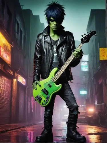 rocker,electric guitar,bass guitar,epiphone,guitarist,streampunk,punk design,electric bass,guitar player,cleanup,lead guitarist,noodle image,rock music,bassist,punk,guitor,yukio,painted guitar,street musician,the guitar,Photography,Artistic Photography,Artistic Photography 06