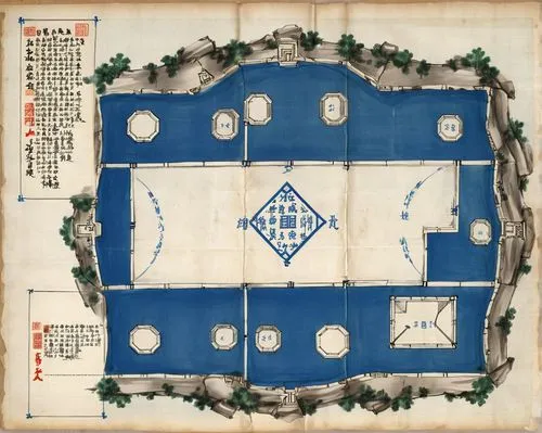 jingzaijiao tile pan salt field,yantra,dome roof,zhajiangmian,yangqin,hall of supreme harmony,white temple,nanjing,floor plan,grand master's palace,soochow university,mapo doufu,bird's-eye view,qi-gong,blueprint,taijitu,hall roof,changgyeonggung palace,from above,bianzhong,Unique,Design,Blueprint