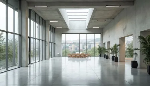 daylighting,atriums,modern office,minotti,glass wall,travertine,lobby,blur office background,groundfloor,safdie,ceramic floor tile,contemporary decor,tequendama,foyer,concrete ceiling,alchemax,empty interior,structural glass,offices,interiors,Photography,General,Realistic