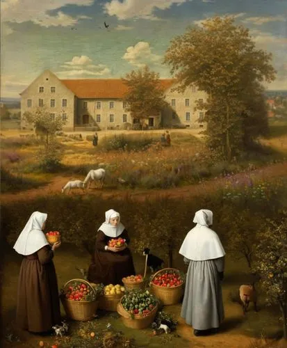 agricultural scene,pastoral,gleaners,farm landscape,church painting,brueghel