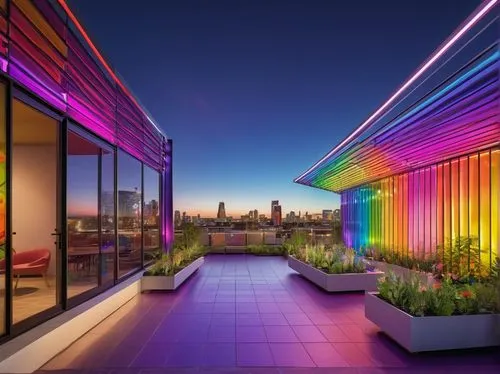 roof garden,roof terrace,highline,gansevoort,colorful light,yotel,colorful city,colored lights,technicolour,flavin,penthouses,rainbow color palette,colorful facade,vivid sydney,color wall,rainbow colors,colourfully,bizinsider,hoboken condos for sale,roygbiv colors,Illustration,Paper based,Paper Based 07