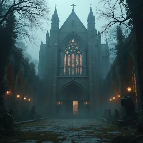 haunted cathedral,gothic church,cathedral,ravenloft,cathedrals,gothic,the black church,forest chapel,black church,briarcliff,shadowgate,dark gothic mood,sanctuary,chapels,gothic style,sepulchre,nidaros cathedral,ecclesiatical,crypts,tenebrae,Photography,General,Realistic