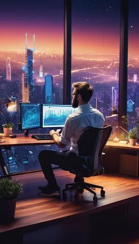 blur office background,modern office,man with a computer,night administrator,thinkcentre,computer workstation,computer business,cybertrader,cyberpunk,working space,cybercity,cyberscene,cybertown,computerization,computerologist,cyberport,office desk,desk,creative office,smartsuite,Illustration,Realistic Fantasy,Realistic Fantasy 37