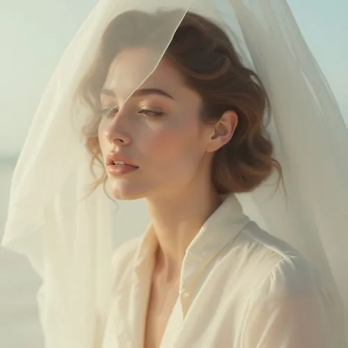 scherfig,sun bride,romantic portrait,the angel with the veronica veil,veil,kurylenko,Illustration,Retro,Retro 01