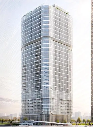 Modern building, at morning,this is a futuristic skyscr that looks like it's falling,towergroup,zorlu,residential tower,renaissance tower,pc tower,tishman,Architecture,Large Public Buildings,Modern,Un