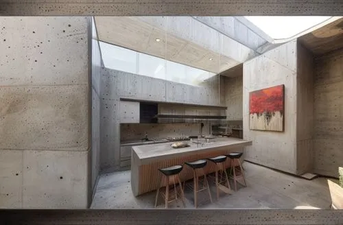 concrete ceiling,exposed concrete,modern kitchen,modern kitchen interior,kitchen design,concrete slabs,kitchen interior,tile kitchen,concrete construction,interior modern design,modern minimalist kitc