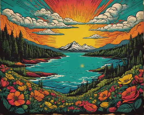 mountain lake,rainier,salt meadow landscape,mountain sunrise,tapestry,free land-rose,mountain lake will be,mountainlake,bow lake,high mountain lake,acid lake,alaska,stratovolcano,fall landscape,mountain landscape,mount hood,mountain meadow,mt hood,mountain river,cascade mountain,Illustration,American Style,American Style 10