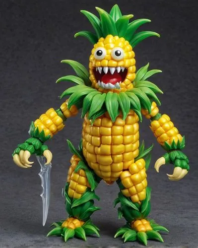 A jrpg game style corn monster,pinya,bromelain,pinapple,ananas,pineapple comosu,young pineapple,a pineapple,fir pineapple,small pineapple,ziffer,pineapple sprocket,pineapple basket,fresh pineapples,pa