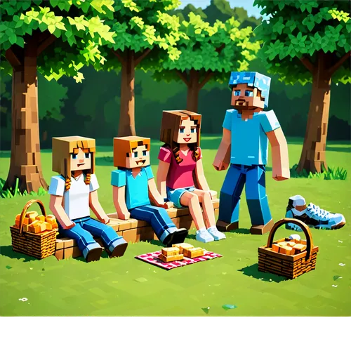 3d render,3d rendered,picnic,family picnic,picnic basket,villagers,picnics,voxel,picnicking,render,minecraft,lowpoly,uhc,picnickers,voxels,lego background,duracraft,woodlanders,farm pack,fan art,Unique,Pixel,Pixel 03