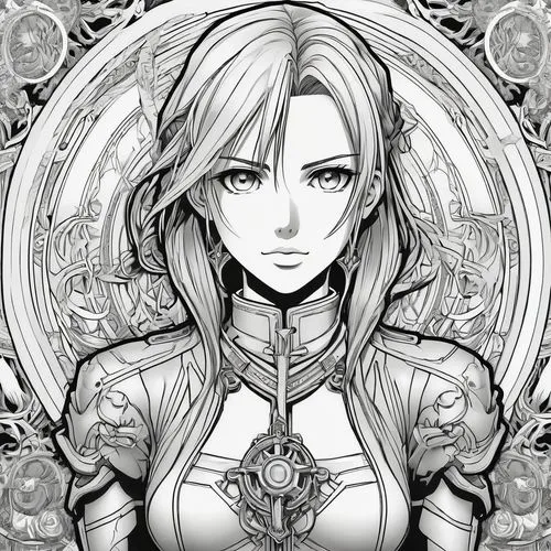 christa,claymore,aerith,arianrhod,sophitia,noblewoman,Illustration,Black and White,Black and White 03