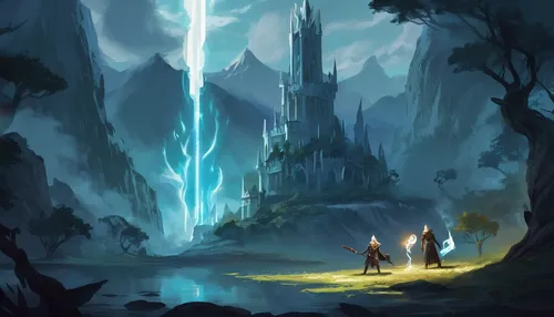 fantasy landscape,fairy chimney,fantasy picture,chasm,elven forest,wizards,druid grove,hogwarts,concept art,guards of the canyon,futuristic landscape,fantasy art,games of light,fallen giants valley,heroic fantasy,arcanum,fantasy world,sci fiction illustration,spire,ancient city,Conceptual Art,Fantasy,Fantasy 02