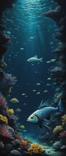 underwater background,school of fish,underwater landscape,ocean underwater,deep sea,coelacanth,fish in water,underwater fish,sea-life,forest fish,marine fish,ocean floor,aquarium,deep sea fish,fishes,blue fish,the bottom of the sea,coral reef,sea life underwater,aquarium inhabitants,Conceptual Art,Daily,Daily 05