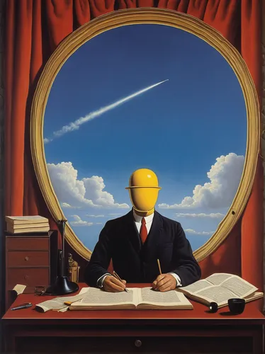 thinking man,surrealism,night administrator,man with a computer,accountant,society finch,yellow background,abstract corporate,administrator,businessperson,man thinking,corporate,surrealistic,business angel,computational thinking,white-collar worker,self-knowledge,businessman,the local administration of mastery,blank vinyl record jacket,Art,Artistic Painting,Artistic Painting 06