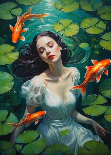 naiad,heatherley,ophelia,sirene,submerged,water nymph,Illustration,Realistic Fantasy,Realistic Fantasy 30