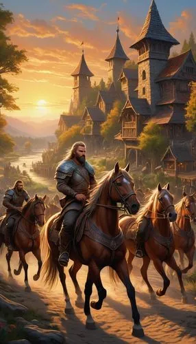 horseback,horse herd,horse riders,dragonlance,chevaux,horses,rohirrim,fantasy picture,knight village,horseplayers,racehorses,caballos,nargothrond,western riding,horseback riding,man and horses,horseracing,townsmen,centaurs,horsemen,Illustration,American Style,American Style 07