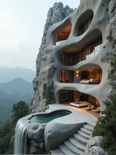 house in the mountains,house in mountains,hushan,futuristic architecture,wudang,dreamhouse