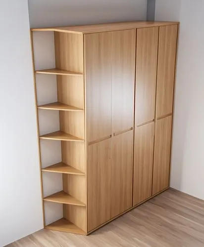 gli scaffali della libreria sono total white mette , l'armadio è rovere vero
,the interior of a bedroom showing wooden furniture,schrank,storage cabinet,wardrobes,cupboard,highboard,walk-in closet,gar