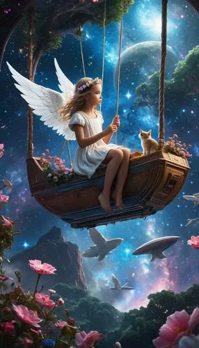 fantasy picture,kupala,faerie,fairie,fairies aloft,diwata,little girl fairy,anjo,fairy galaxy,fantasy art,adrift,ostara,fairy,world digital painting,fairy world,angel playing the harp,3d fantasy,faery,rosa 'the fairy,flying girl,Conceptual Art,Fantasy,Fantasy 11