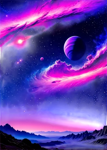 Galaxy space, starry night sky, vibrant nebula, wispy clouds, 3D rendered scene, high-definition details, dark blue and purple hues, subtle glow effects, panoramic view, cinematic composition, soft fo