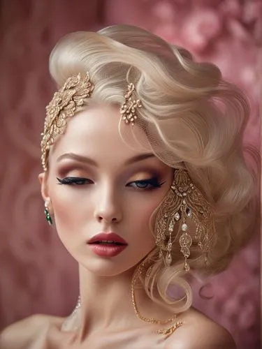 bridal accessory,doll's facial features,realdoll,fashion dolls,fashion doll,bridal jewelry,vintage doll,gold filigree,dollhouse accessory,designer dolls,vintage makeup,gold foil crown,female doll,barb