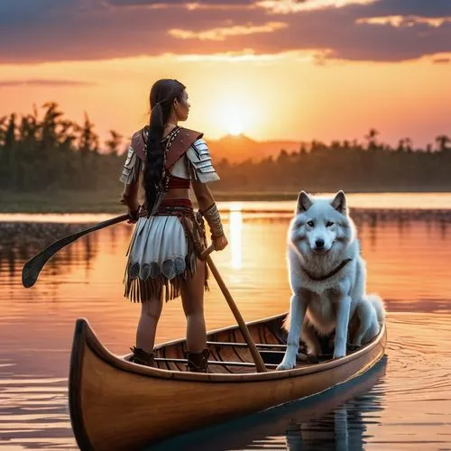 vikingskipet,thorgal,girl with dog,canoeing,boy and dog,fantasy picture,voyageurs,companion dog,dogsledding,dog sled,viking ship,mononoke,atka,canoeist,husky,lone warrior,huskies,fisherwoman,vikings,canoer,Photography,General,Realistic