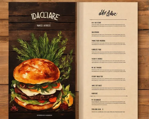 Generate a menu for Ida Claire with a cozy and rustic vibe.,healthy menu,menu,course menu,breakfast menu,recipe book,balsamic vinegar,veggie burger,brochures,christmas menu,roumbaler straw,barbecue sa