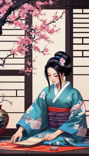 tea ceremony,geisha girl,geisha,plum blossoms,mukimono,spring festival,japanese culture,kimono,kimonos,japanese tea,japanese art,hanbok,korean culture,tea zen,japanese floral background,plum blossom,sake set,ikebana,oriental painting,beautiful girls with katana,Conceptual Art,Daily,Daily 21