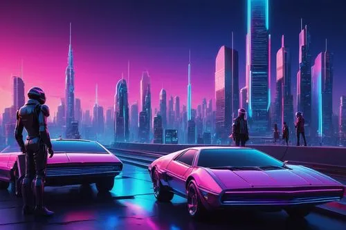 futuristic landscape,cyberpunk,futuristic,80s,80's design,dystopian,neon arrows,scifi,cityscape,sci-fi,sci - fi,sci fiction illustration,dystopia,metropolis,futuristic car,retro background,fantasy city,vapor,skyline,vast,Photography,Black and white photography,Black and White Photography 04