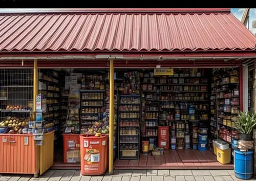 convenience store,village shop,general store,store,gas-station,book store,liquor store,kitchen shop,e-gas station,garden shed,bookshop,pharmacy,brandy shop,minimarket,bookstore,gift shop,roller shutter,shopkeeper,store front,gas station