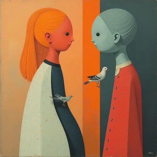 conversation,confidantes,visitation,automatons,mostovoy,surrealists,Illustration,Vector,Vector 20