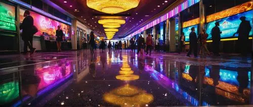 the dubai mall entrance,galleria,mgm,cinevegas,luxehills,cotai,corridor,ces,radio city music hall,glorietta,citywalk,hallway,hall of nations,colored lights,walt disney center,rivercenter,vegas,ghurair,shopping mall,corridors,Illustration,Realistic Fantasy,Realistic Fantasy 38