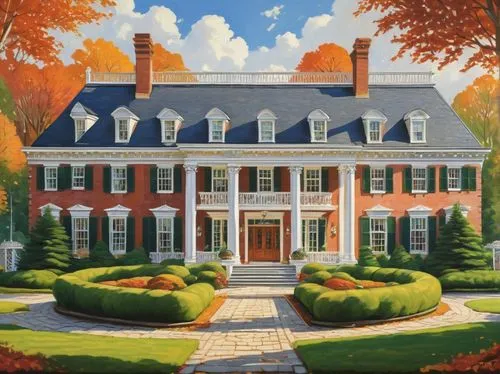 home landscape,house painting,country estate,landscapist,country house,fall landscape,houses clipart,ferncliff,private estate,bendemeer estates,mansard,dandelion hall,hovnanian,landscaped,fieldston,kleinburg,mcmansions,large home,private house,mcmansion,Art,Classical Oil Painting,Classical Oil Painting 27