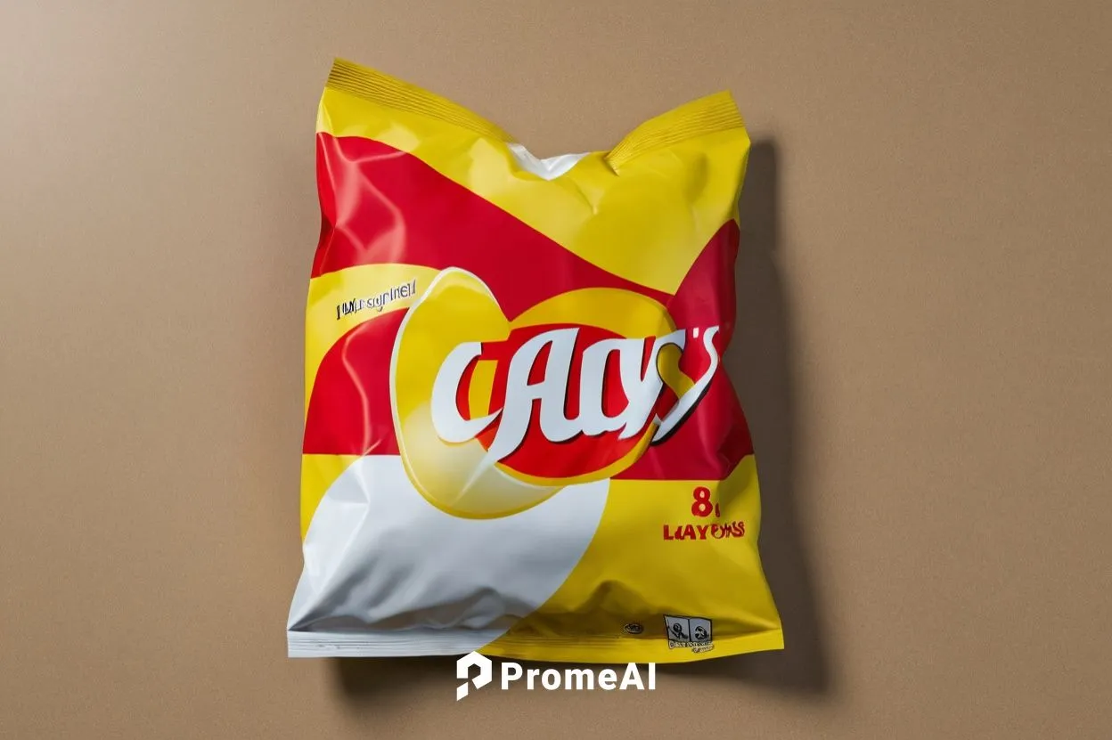 make it a lays packet,a yellow and red bag with a picture of cady,cartoon chips,lays,fritos,kraft bag,a bag,potato chips,Photography,General,Realistic