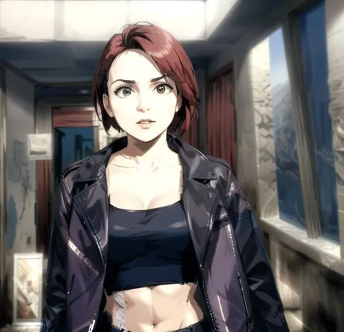 leather jacket, short hair, Naya rivera,there is an avatar of a woman with short hair,bloodrayne,dreamfall,asami,animatrix,wildstorm,illyria,Anime,Anime,General