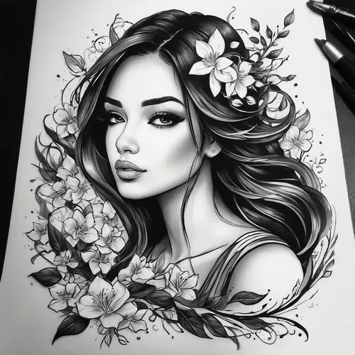 jasmine blossom,rose flower drawing,rose flower illustration,pencil drawings,flower drawing,beautiful girl with flowers,charcoal pencil,pencil drawing,boho art,floral wreath,pencil art,flower line art,girl in flowers,flower painting,jasmine flower,charcoal drawing,fashion illustration,a beautiful jasmine,flower art,flower girl,Conceptual Art,Fantasy,Fantasy 14