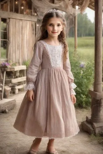 country dress,the little girl,Photography,Realistic