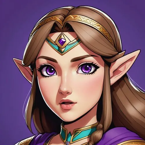 8K high quality, high accuracy, Princess Zelda, beautiful figure, beautiful face, Princess Dusk, beautiful, bright, highlights in eyes, small ears, brown hair, beautiful line drawing. Open mouth, tong